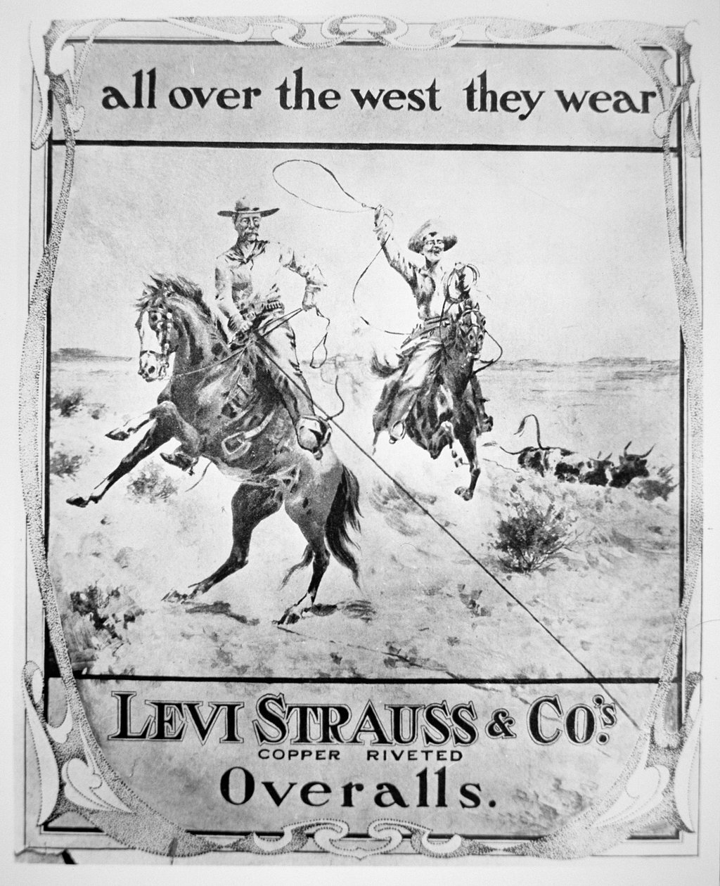 A Levi Strauss & Co hirdetése, 1900 körül (litho) alkotó: American School