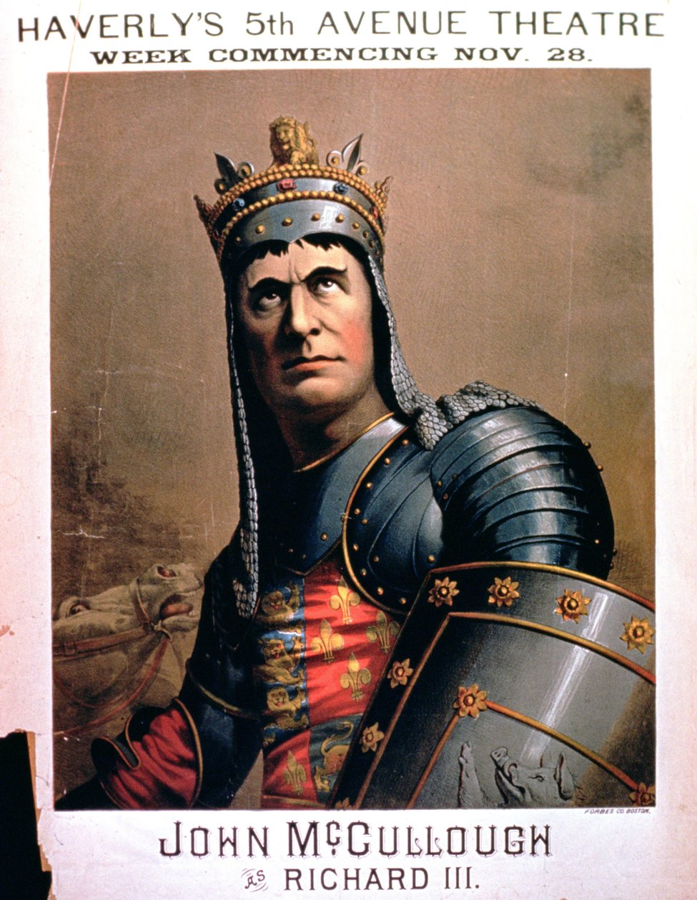 John McCullough reklámja III. Richard szerepében a New York-i Haverlys 5th Avenue Theatre-ben alkotó: American School