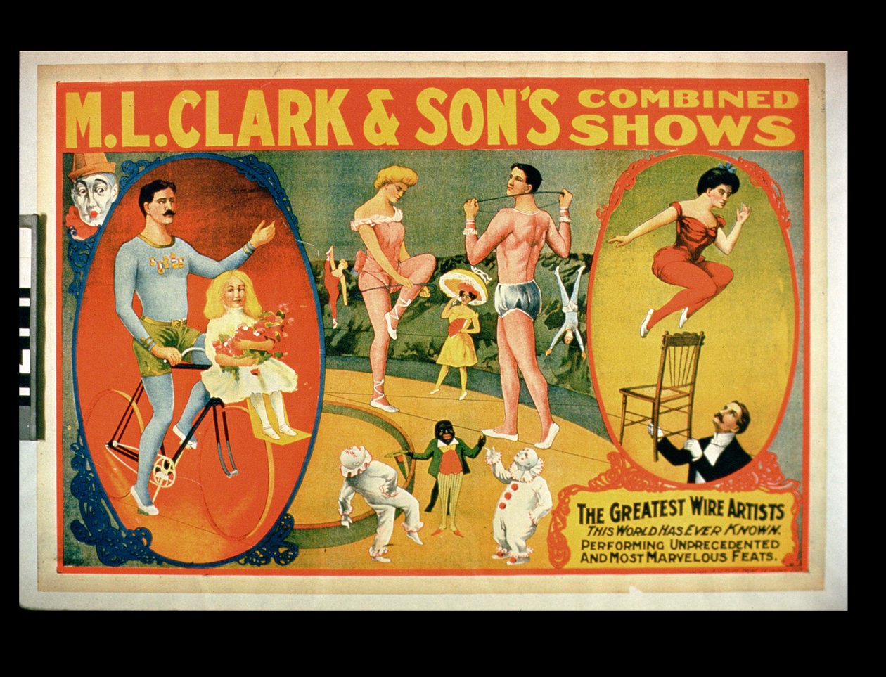 A világ valaha ismert legnagyobb drótművészeinek reklámja, M.L. Clark & Sons kombinált műsorai alkotó: American School