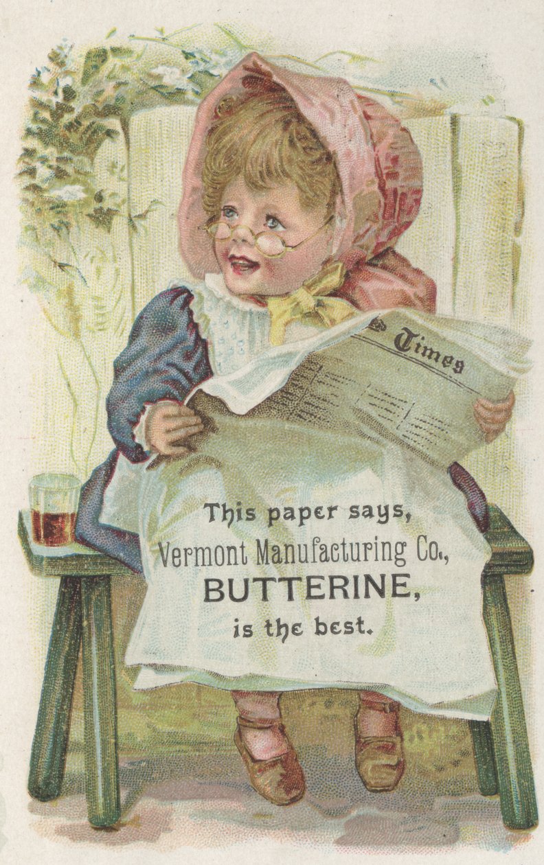 A Vermont Manufacturing Co. Butterine hirdetése, 1880 körül alkotó: American School