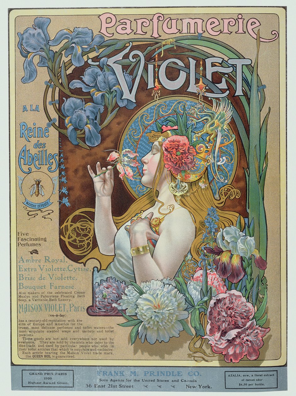 A párizsi "Violet" parfümbolt hirdetése a "The Theatre Magazine"-ból. alkotó: American School