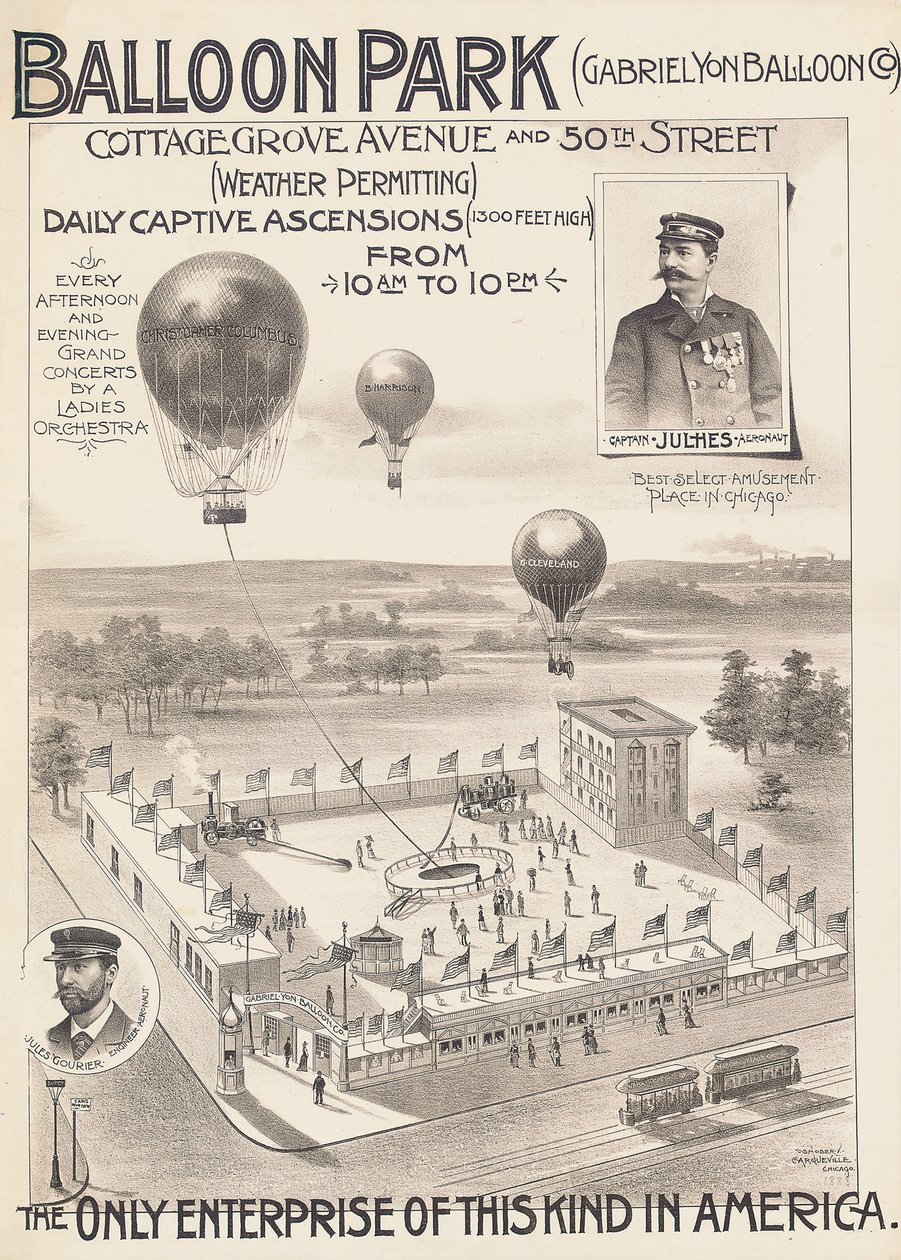 Reklámplakát egy Balloon Parkhoz Chicagóban, Amerikai Egyesült Államokban, 1888 körül alkotó: American School