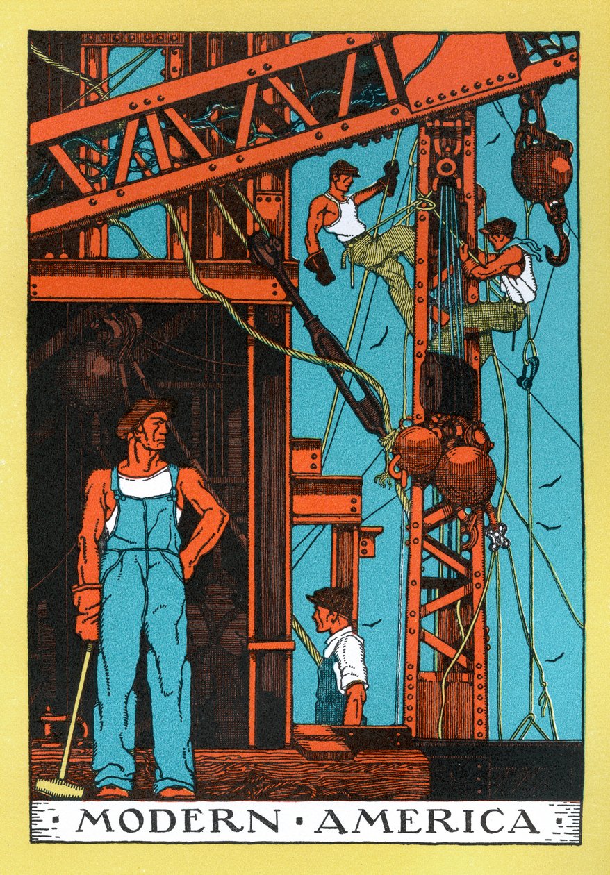 Az 1930-as évek Amerikájának „modern ipari korának” allegóriája alkotó: American School