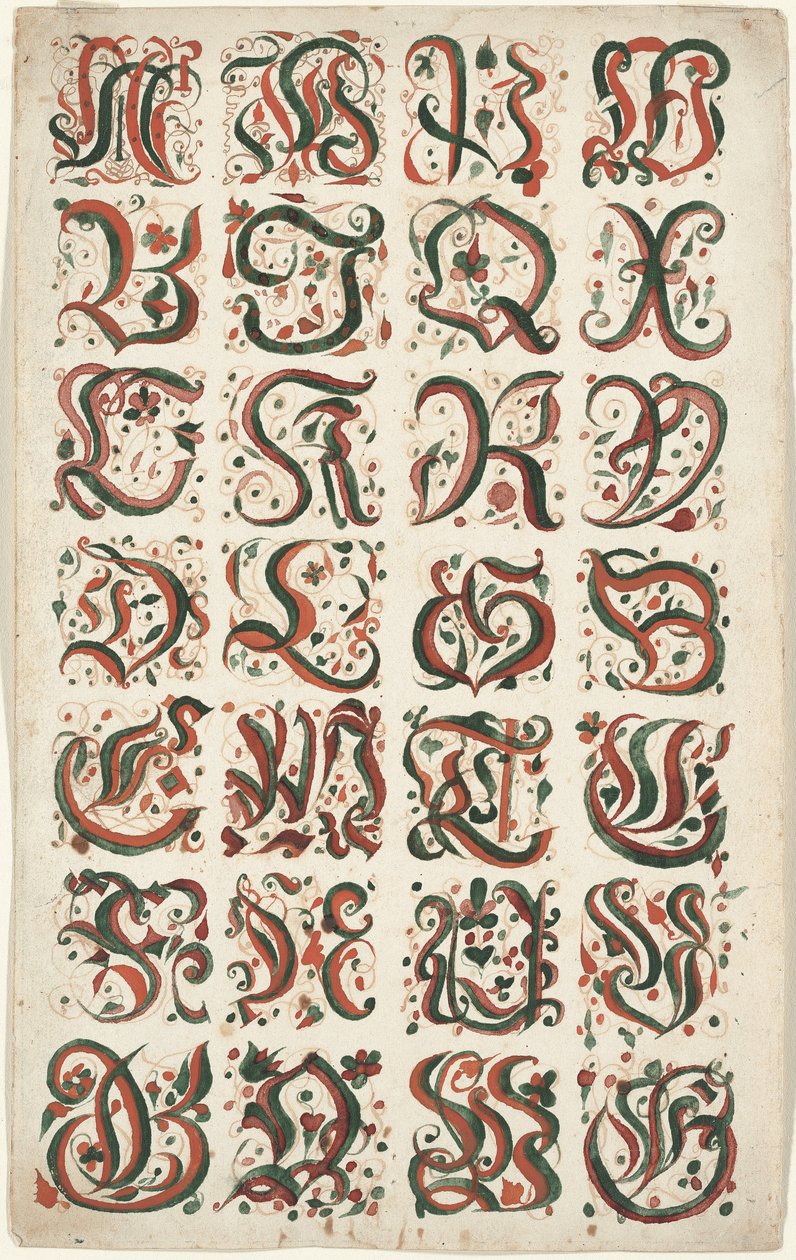 Ábécé, Fraktur festmény, 1825-50 körül alkotó: American School