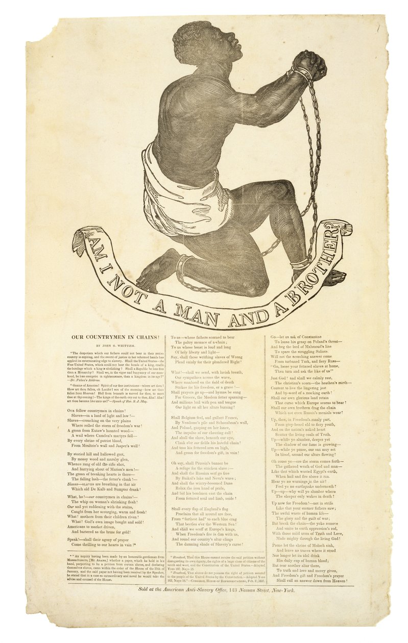 Nem vagyok én ember és testvér?, c. 1837 (fametszet szőtt papírra) alkotó: American School