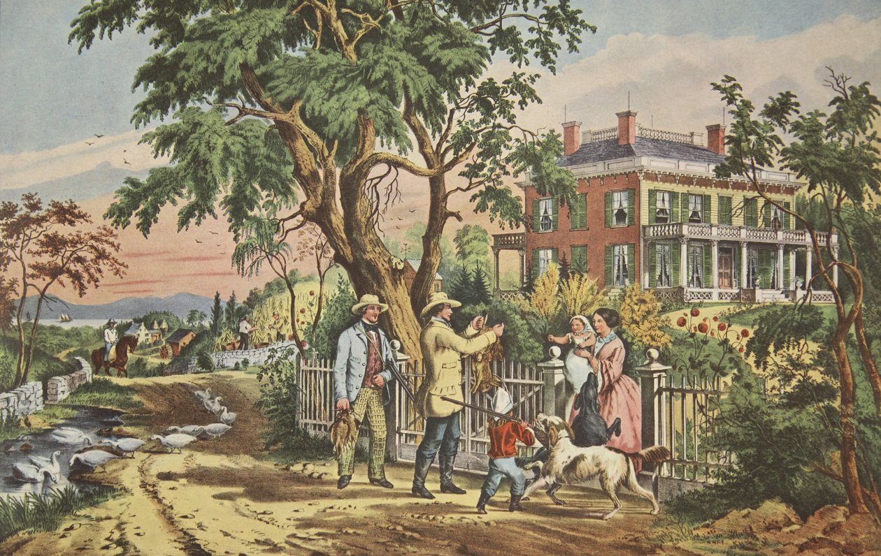 Amerikai vidéki élet – október délután, pub. 1855, Currier & Ives alkotó: American School