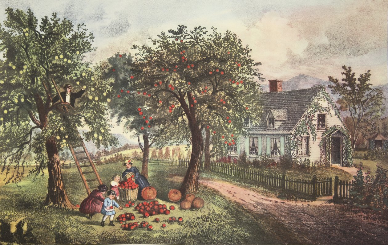 American Homestead – ősz, kocsma. 1869, Currier & Ives alkotó: American School