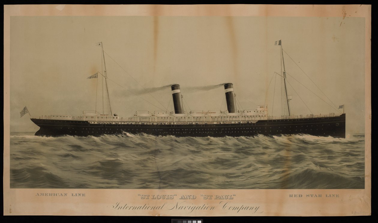 American Line St Louis és St Paul Red Star Line International Navigation Company (kromolitográfia) alkotó: American School