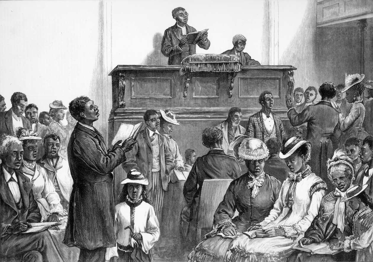 Amerikai vázlatok: Egy washingtoni néger gyülekezet, a „The Illustrated London News”-ból alkotó: American School