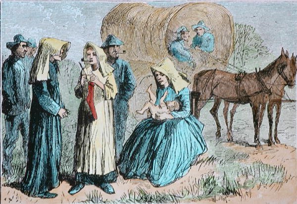 American Wagon Train Pioneers, 1860 körül (színes metszet) alkotó: American School