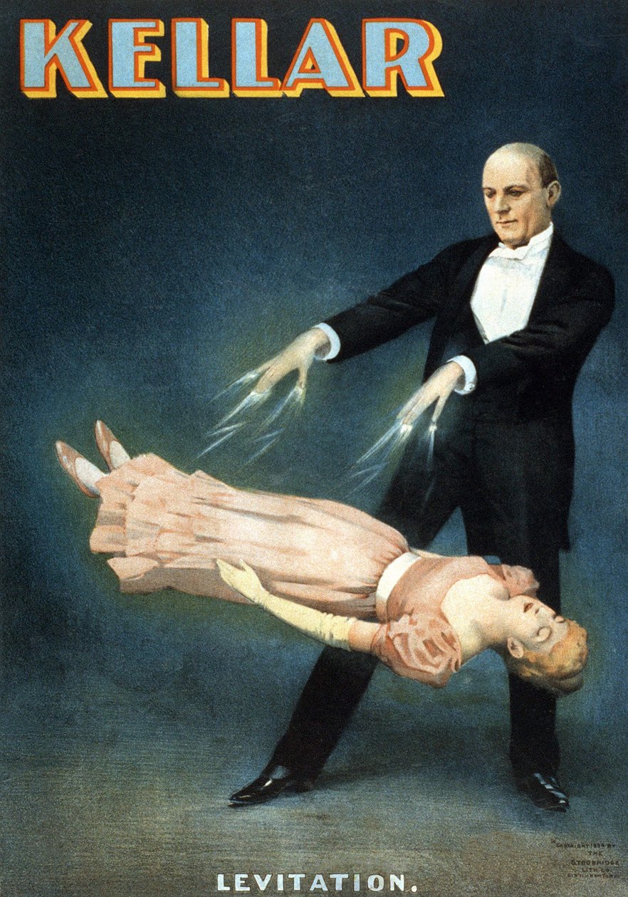 Amerikai plakát a bűvész, Harry Kellar (1849 - 1922) műsorához: ""Levitáció"" alkotó: American School