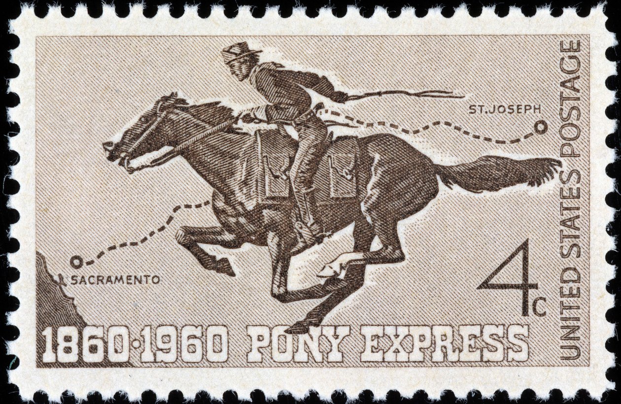 Amerikai bélyeg a Pony Expresszen alkotó: American School