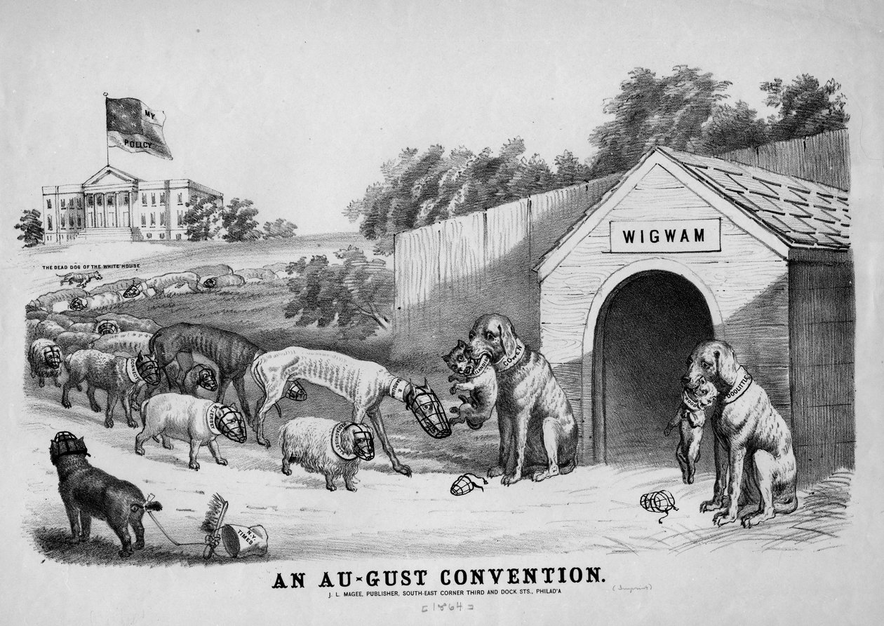 Egy augusztusi egyezmény, kiadó: J. L. Magee, Philadelphia, 1864 körül alkotó: American School