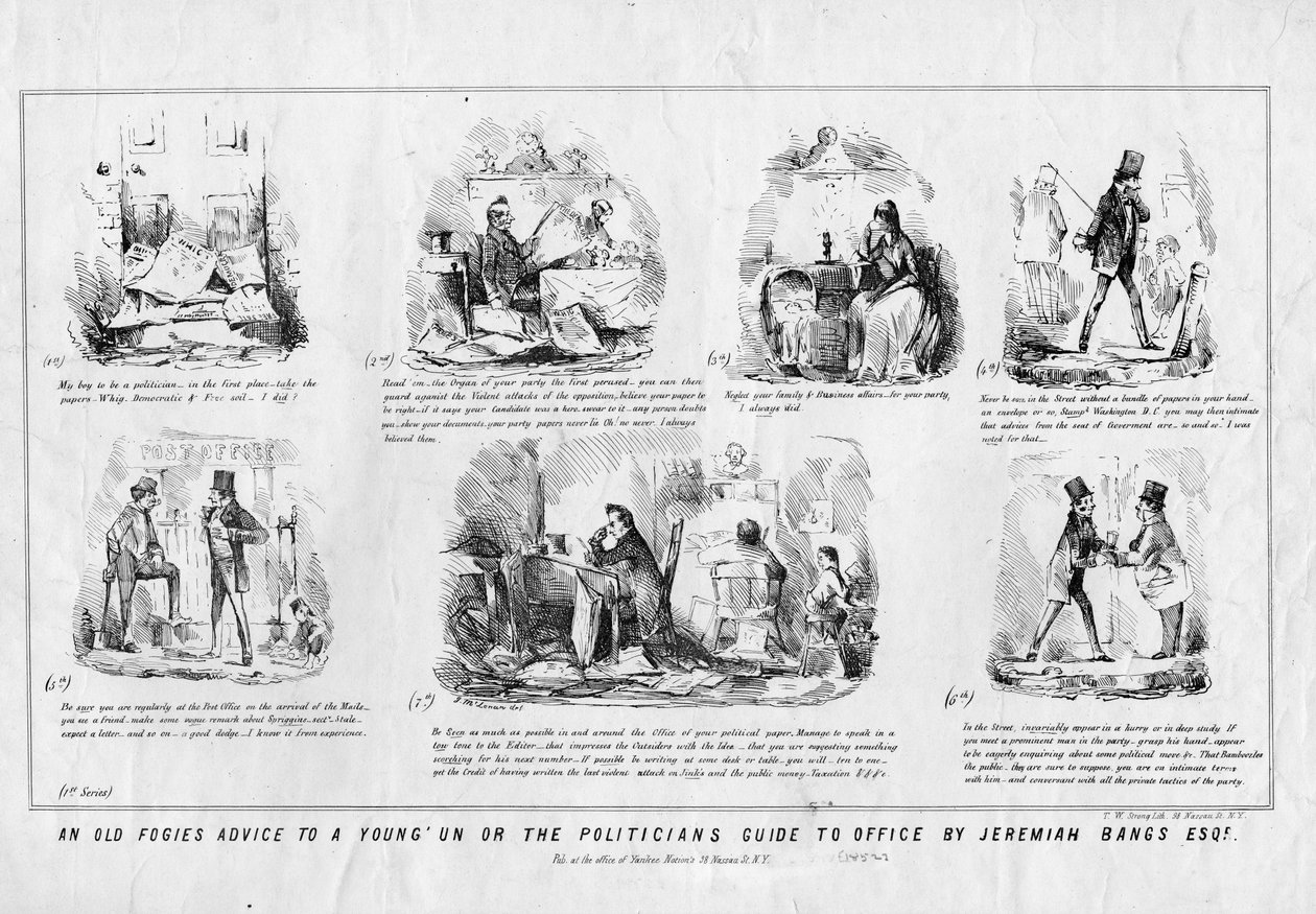 Egy régi ködös tanács egy fiatalnak vagy a politikusok hivatali útmutatója, Jeremiah Banks Esq., T W Strong, New York, 1852 körül alkotó: American School
