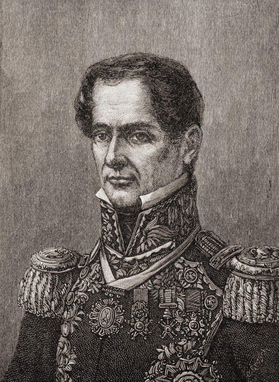 Antonio de Padua Maria Severino Lopez de Santa Anna y Perez de Lebro, „Hazánk története” című művéből, 1905-ben (metszet) alkotó: American School