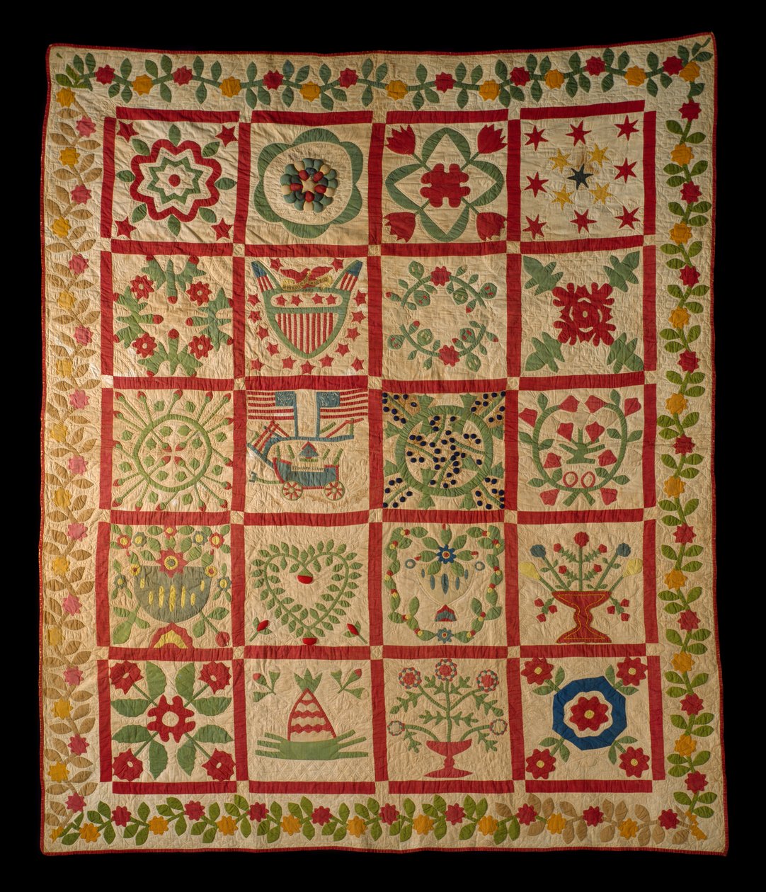 Applique Album Quilt, L & M, 1860 (pamut) alkotó: American School