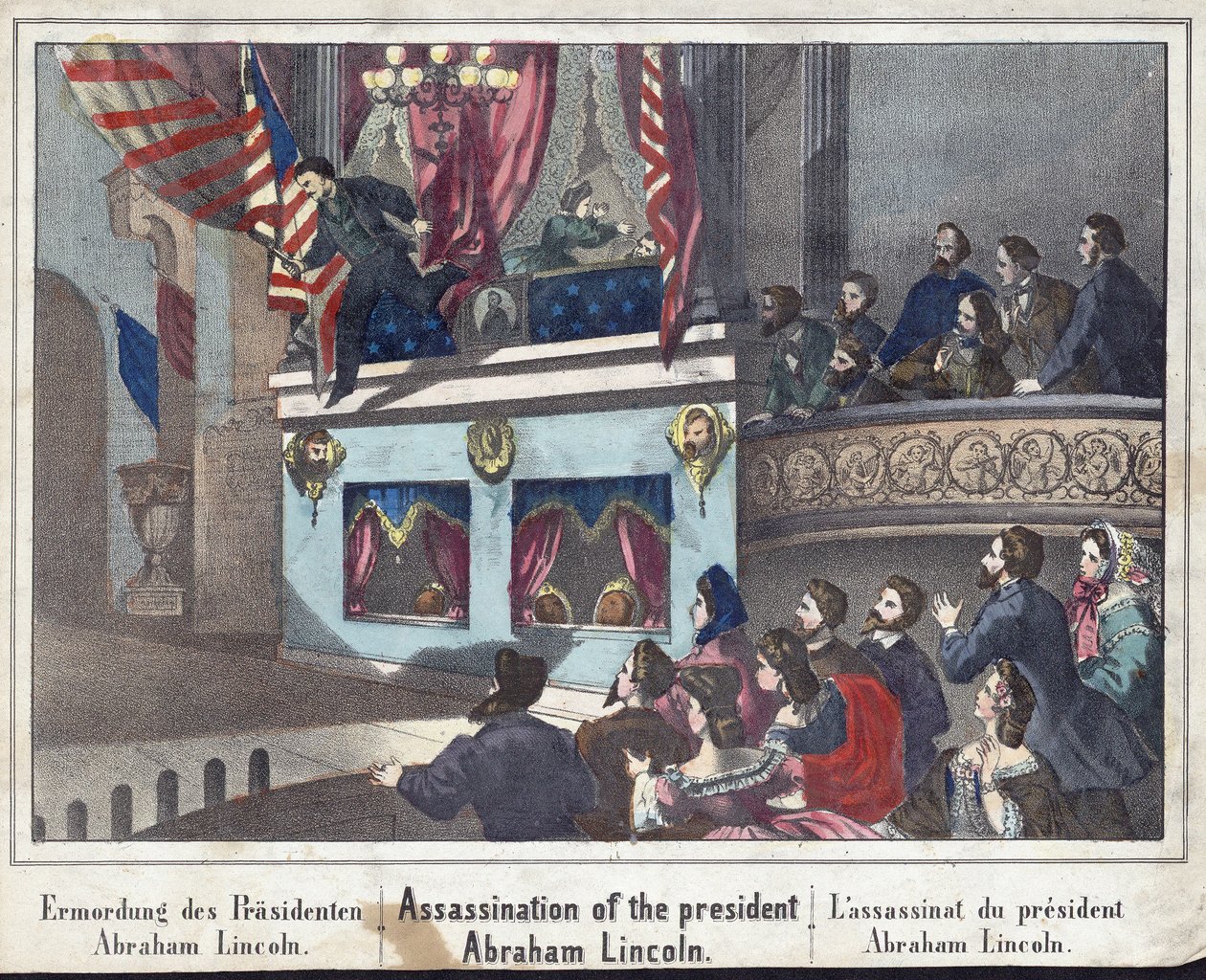 Abraham Lincoln elnök meggyilkolása, pub. 1865 alkotó: American School