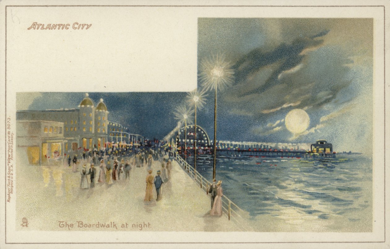 Atlantic City, A sétány éjszaka (kromolito) alkotó: American School
