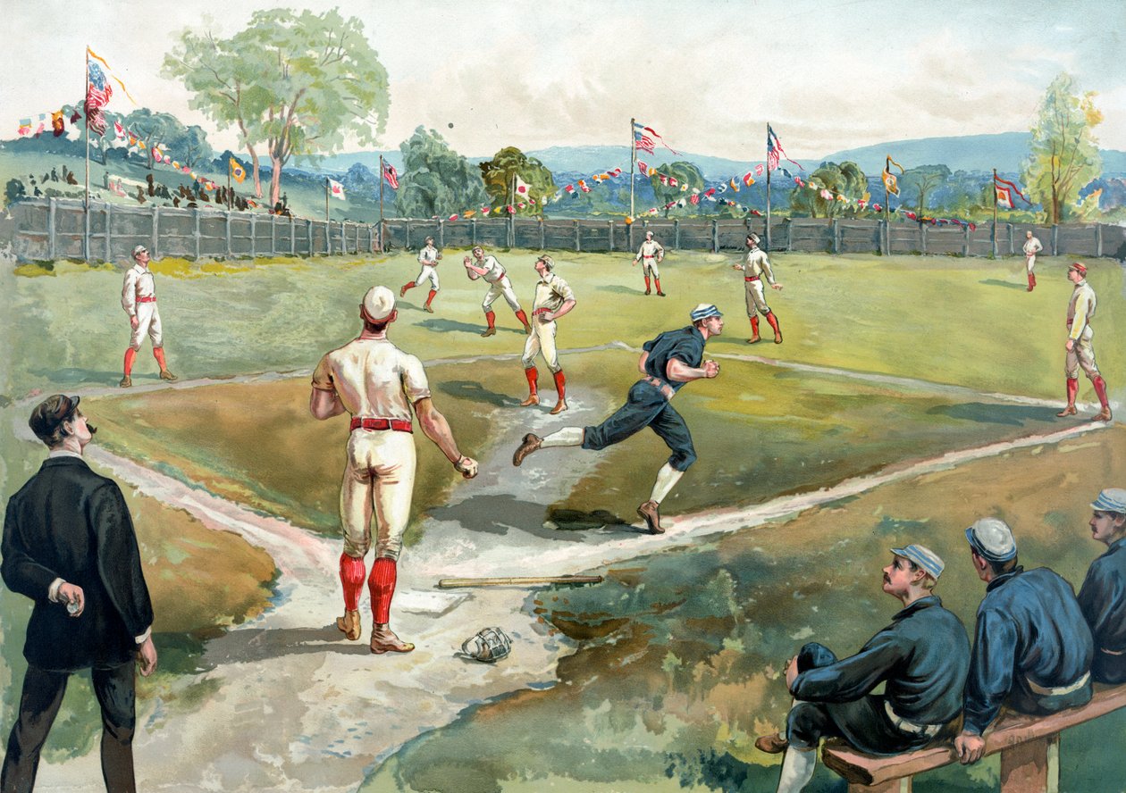 Baseball meccs 1891-ben New Yorkban alkotó: American School