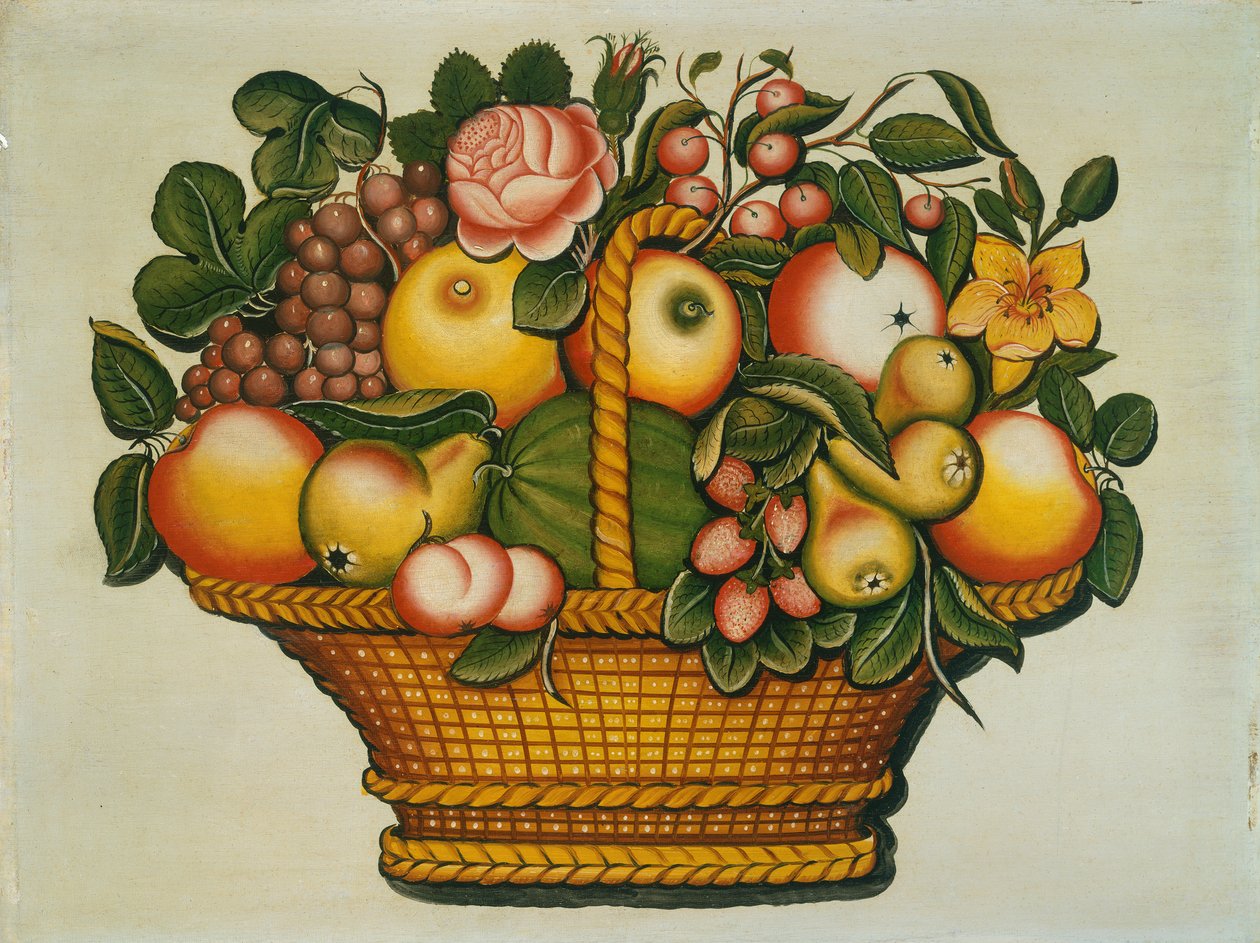 Virágos gyümölcskosár, 1830 körül alkotó: American School