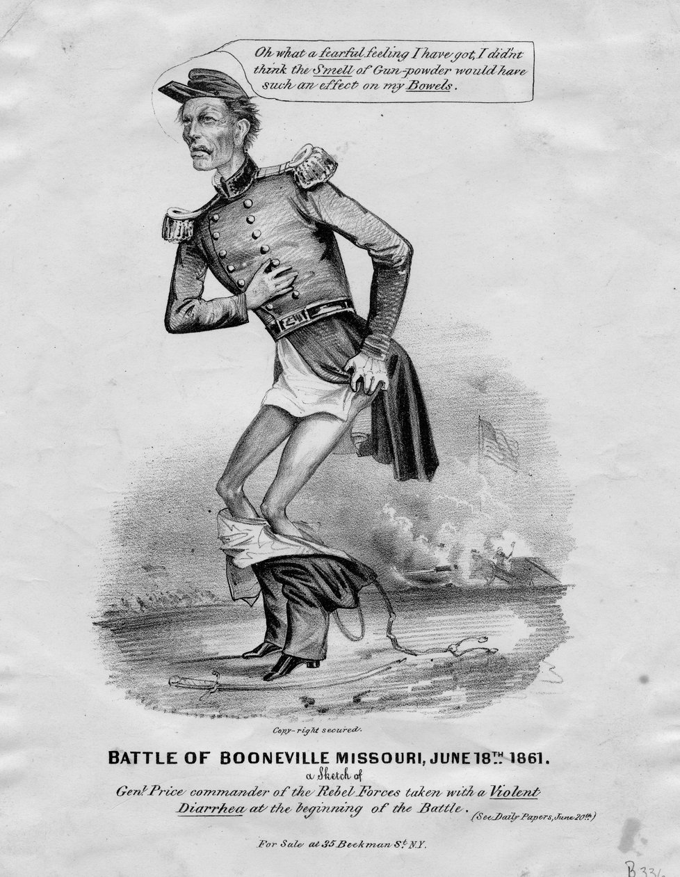 Boonville-i csata, Missouri, 1861. június 18.: vázlat Genl. Erőszakos hasmenéssel vett ár a csata elején, megjelent New Yorkban, 1861 alkotó: American School