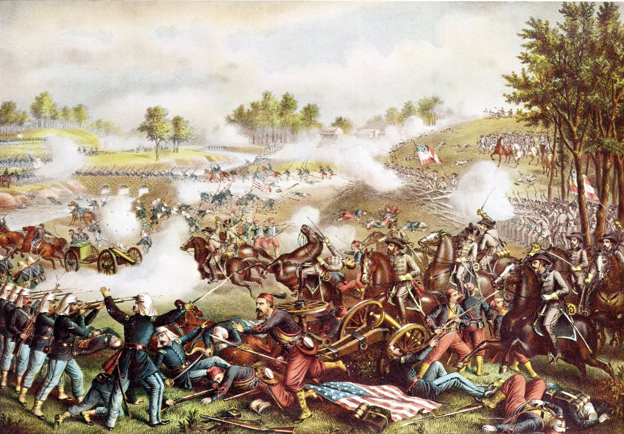 Battle of Bull Run, 1861. július 21., megjelent 1889 alkotó: American School