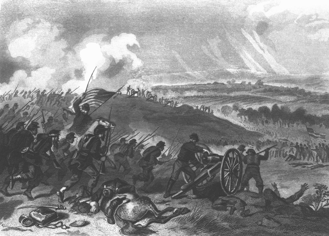 Gettysburgi csata – Az Unió erőinek végső támadása a Cemetery Hillben, 1863-as kocsma. 1865 alkotó: American School