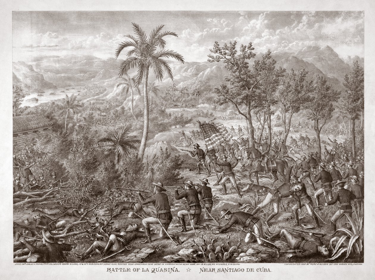 La Quasina-i csata, Santiago de Cuba közelében, pub. 1898 (metszet) alkotó: American School