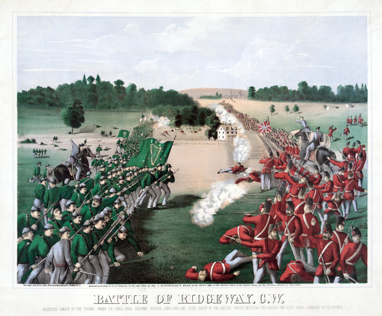 Battle of Ridgeway, C.W., pub. 1869 (színes metszet) alkotó: American School