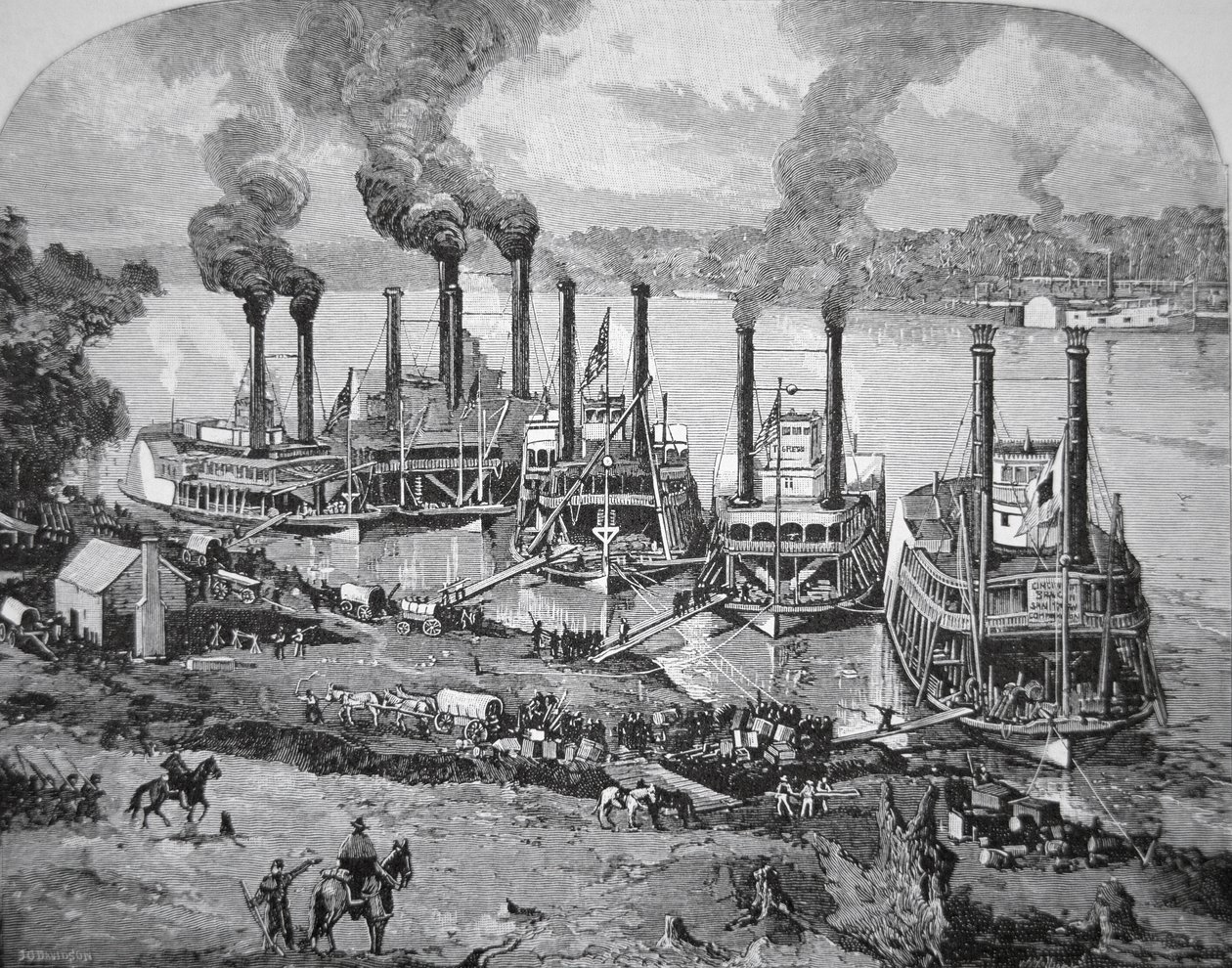 Shiloh-i csata, más néven pittsburgi partraszállás, 1862. április (litho) alkotó: American School