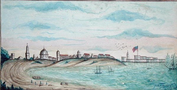 Vera Cruz alatti strand, Mexikó (akvarell papíron) alkotó: American School