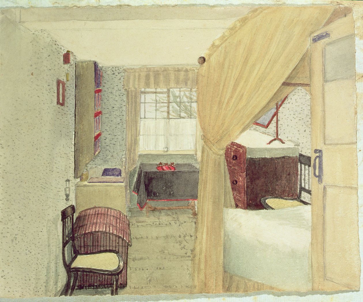 Hálószoba belseje Albanyban, New Yorkban, 1861 (wc ceruzával papíron) alkotó: American School