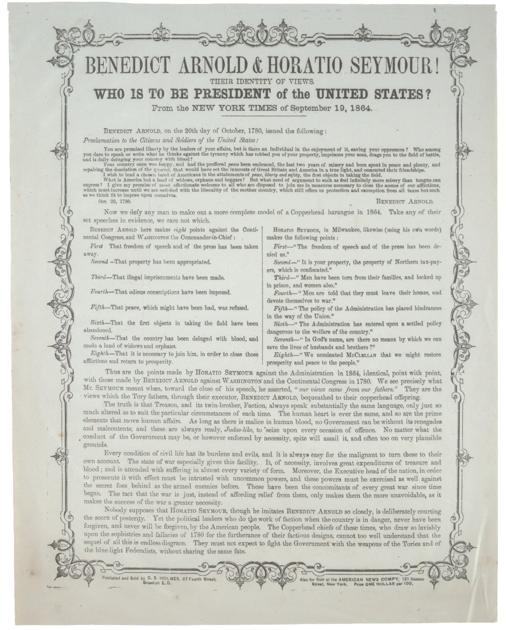 Benedict Arnold és Horatio Seymour! Ki legyen az elnök?, 1864. szeptember 19 alkotó: American School