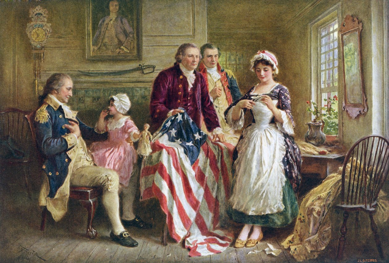 Betsy Ross varrja az amerikai zászlót alkotó: American School
