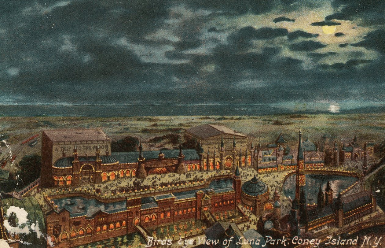 Madártávlati kilátás a Luna Parkra, Coney Island, New York, 1900 körül alkotó: American School
