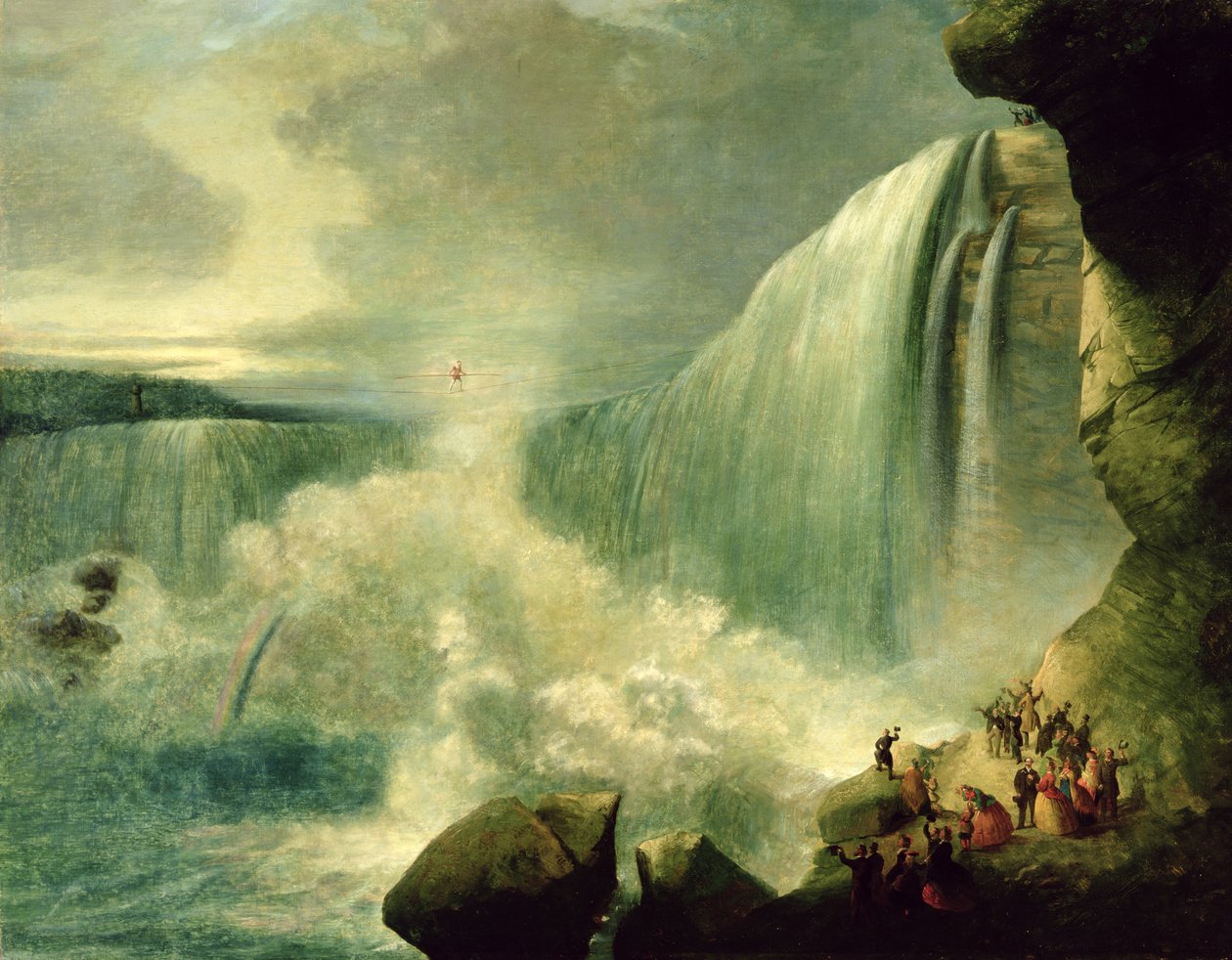Blondin átkelés a Niagara-vízesésen kötélen, 1859-60 alkotó: American School