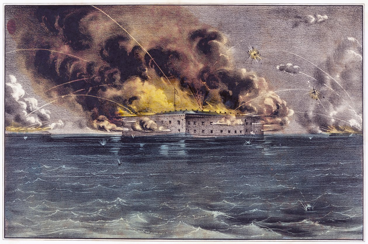 Fort Sumter bombázása, Charleston Harbor, 1861. április 12. és 13., pub. 1861 alkotó: American School