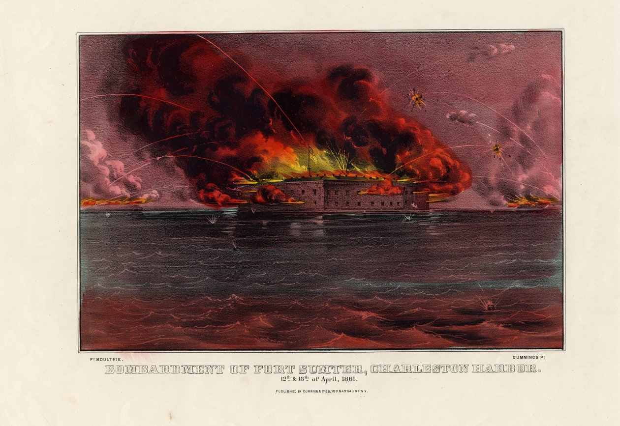 Fort Sumter bombázása, Charleston Harbor, 1861. április 12. és 13., pub. szerző: Currier & Ives, 1861 körül alkotó: American School