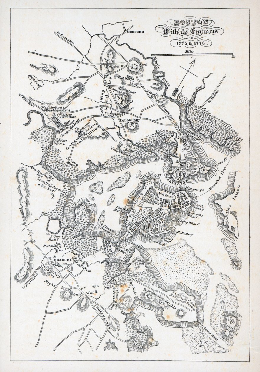 Boston és környéke 1775-ben és 1776-ban (litho) alkotó: American School