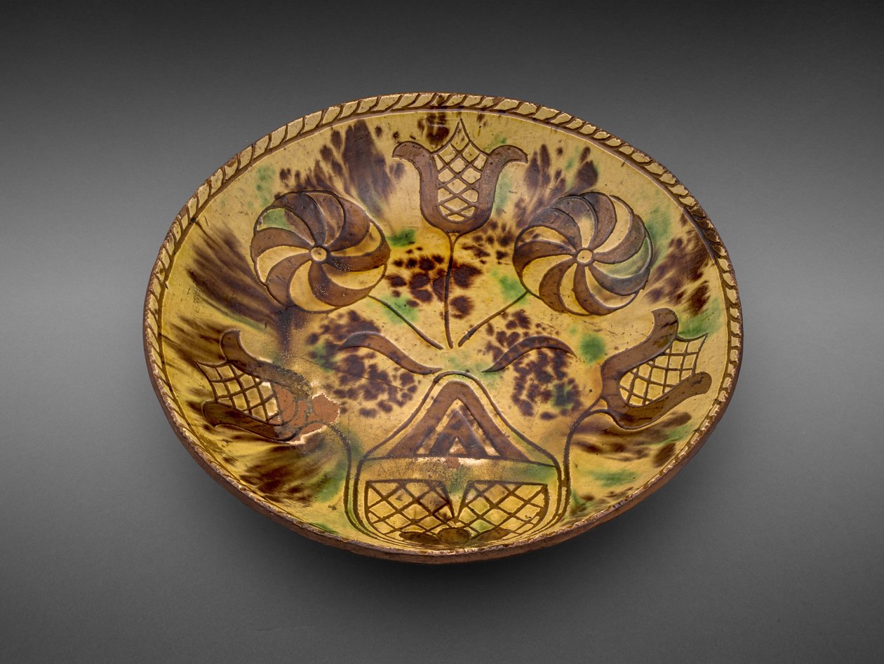 Tál, 1800 körül (slipware) alkotó: American School