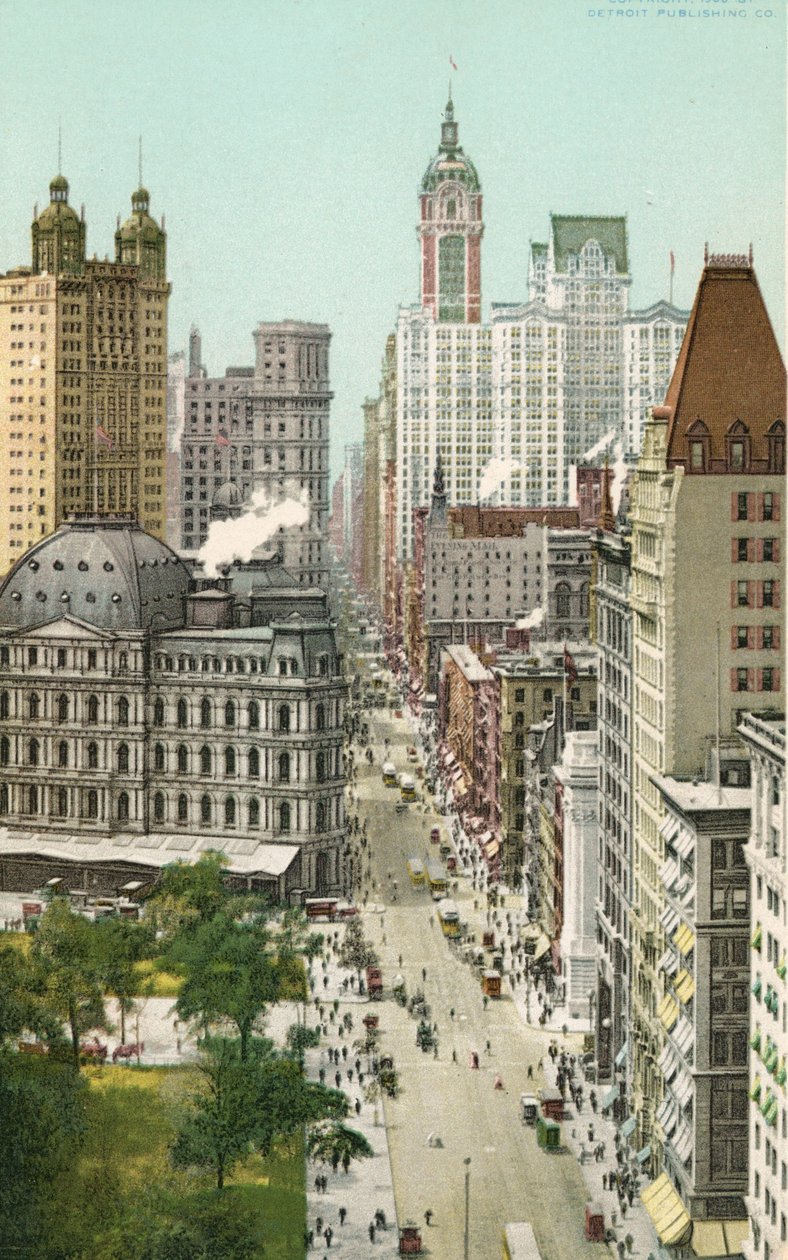 Broadway, New York (színes litho) alkotó: American School