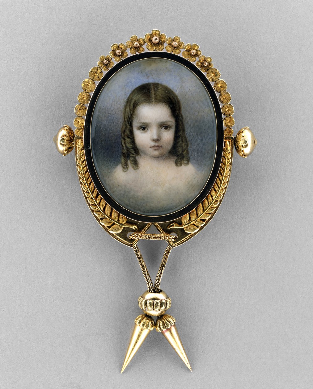 Bross egy lány portréjával, 1860 körül (akvarell elefántcsonton alkotó: American School