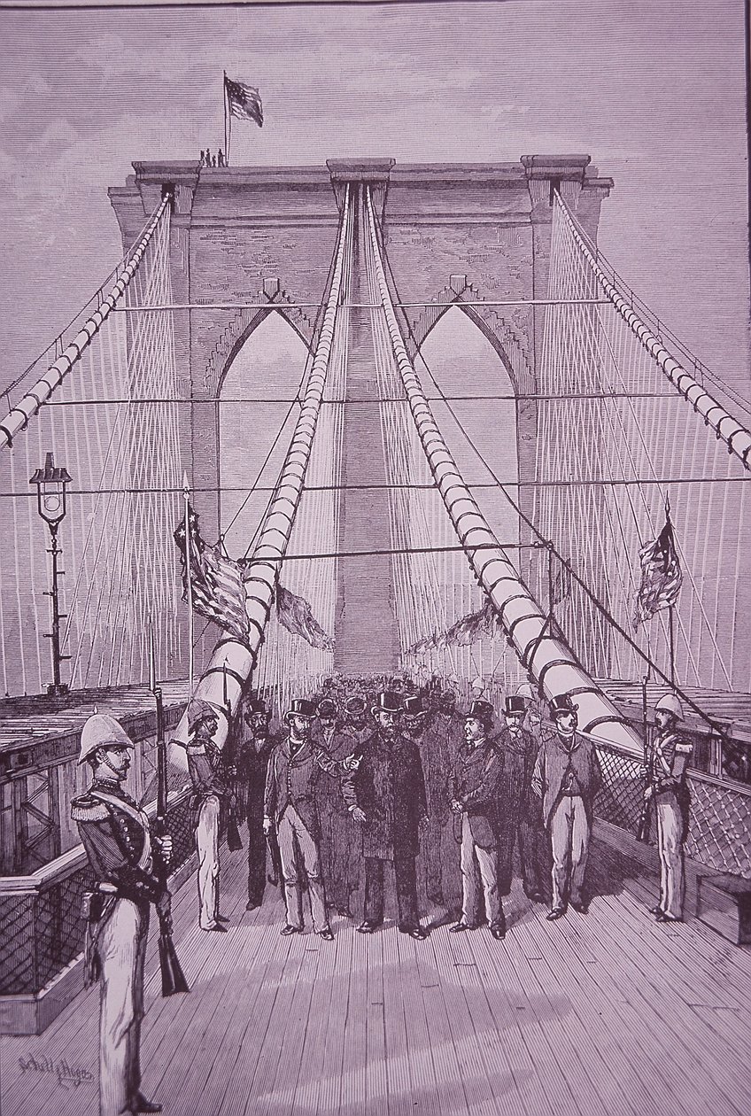Brooklyn Bridge, Arthur elnök a megnyitó ünnepségen, 1883. május 24-én (metszet) alkotó: American School