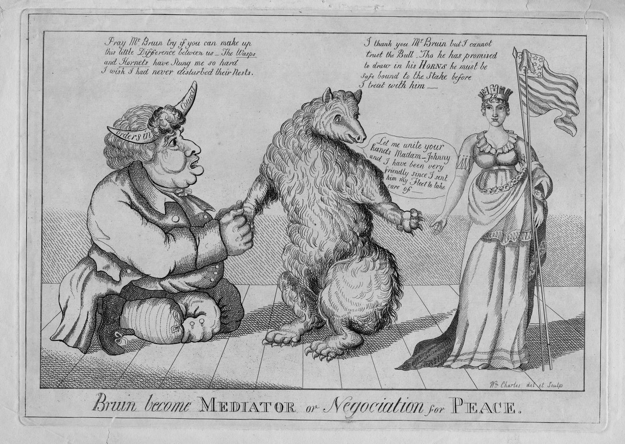 Bruin közvetítővé vagy béketárgyalóvá vált, 1813 körül alkotó: American School