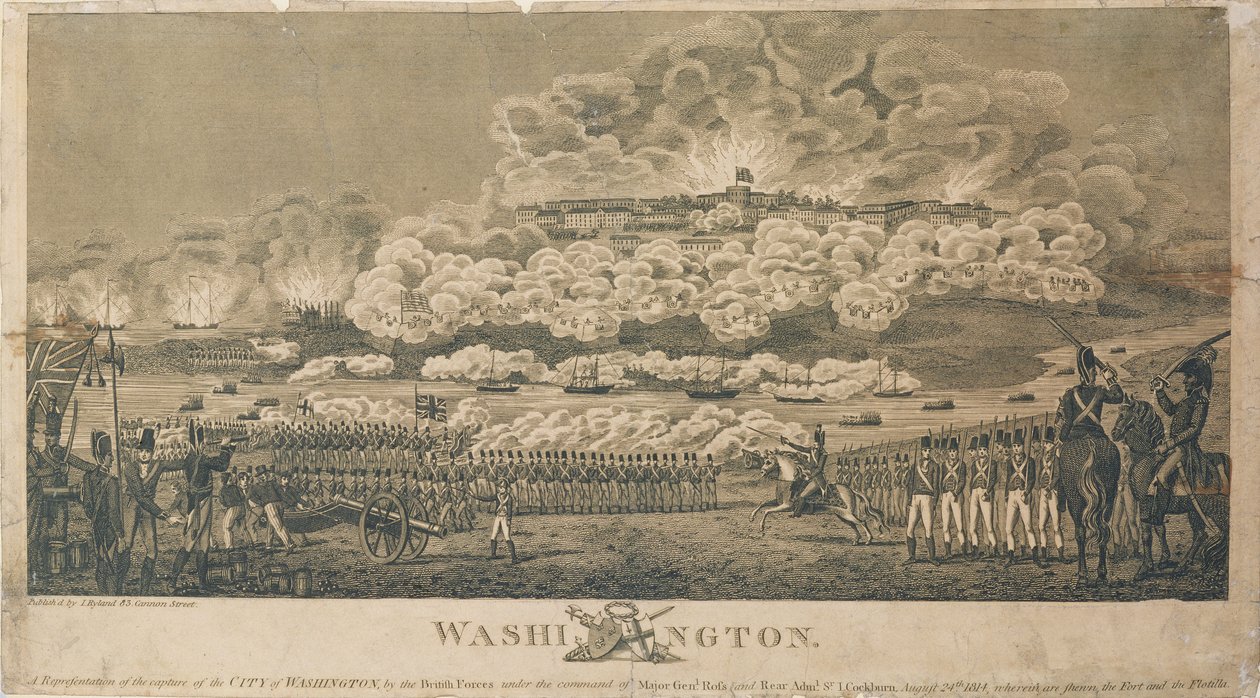 Washington Burning of the British által, 1814. augusztus 24., I. Ryland kiadásában alkotó: American School