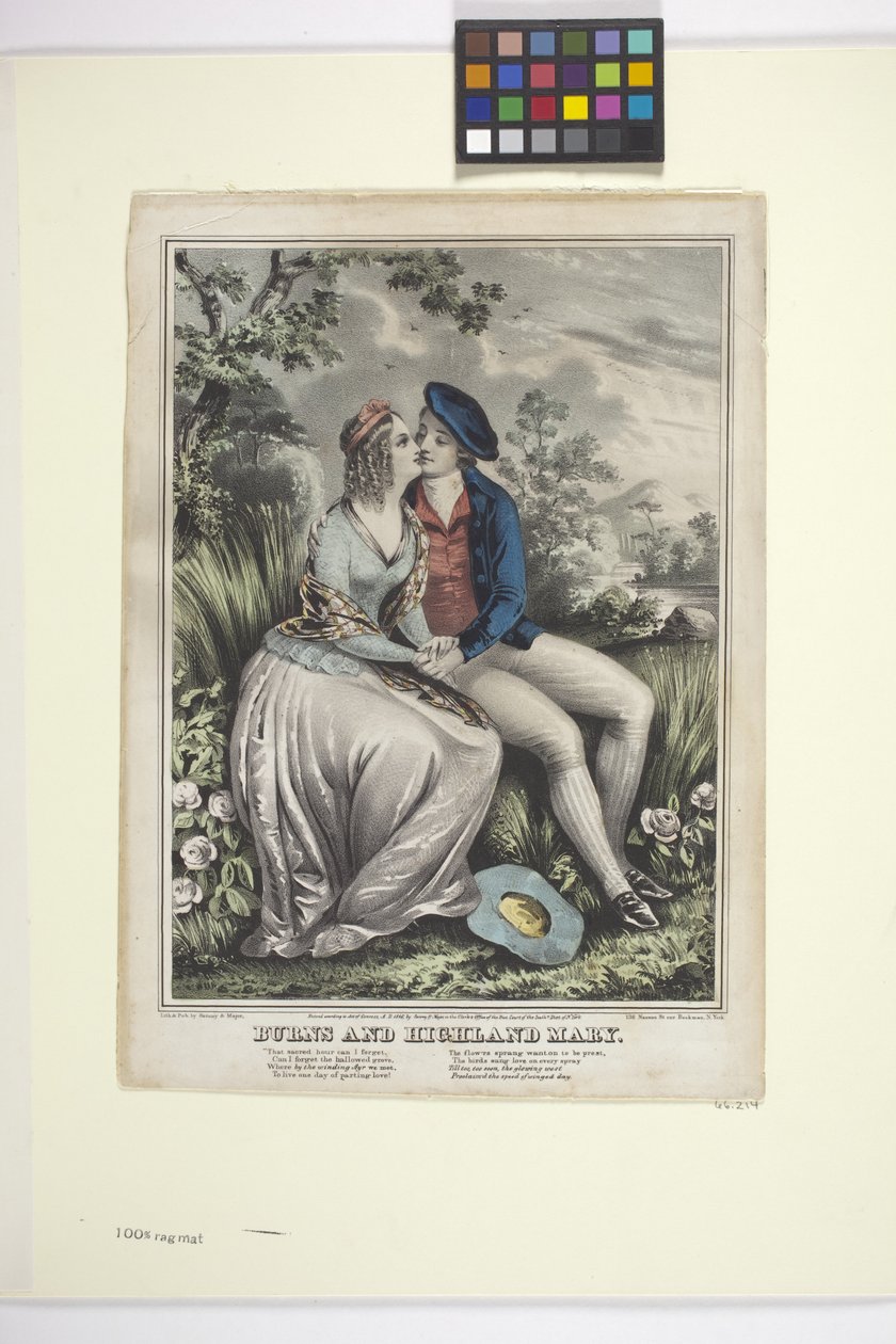 Burns And Highland Mary (kézzel színezett litográfia) alkotó: American School