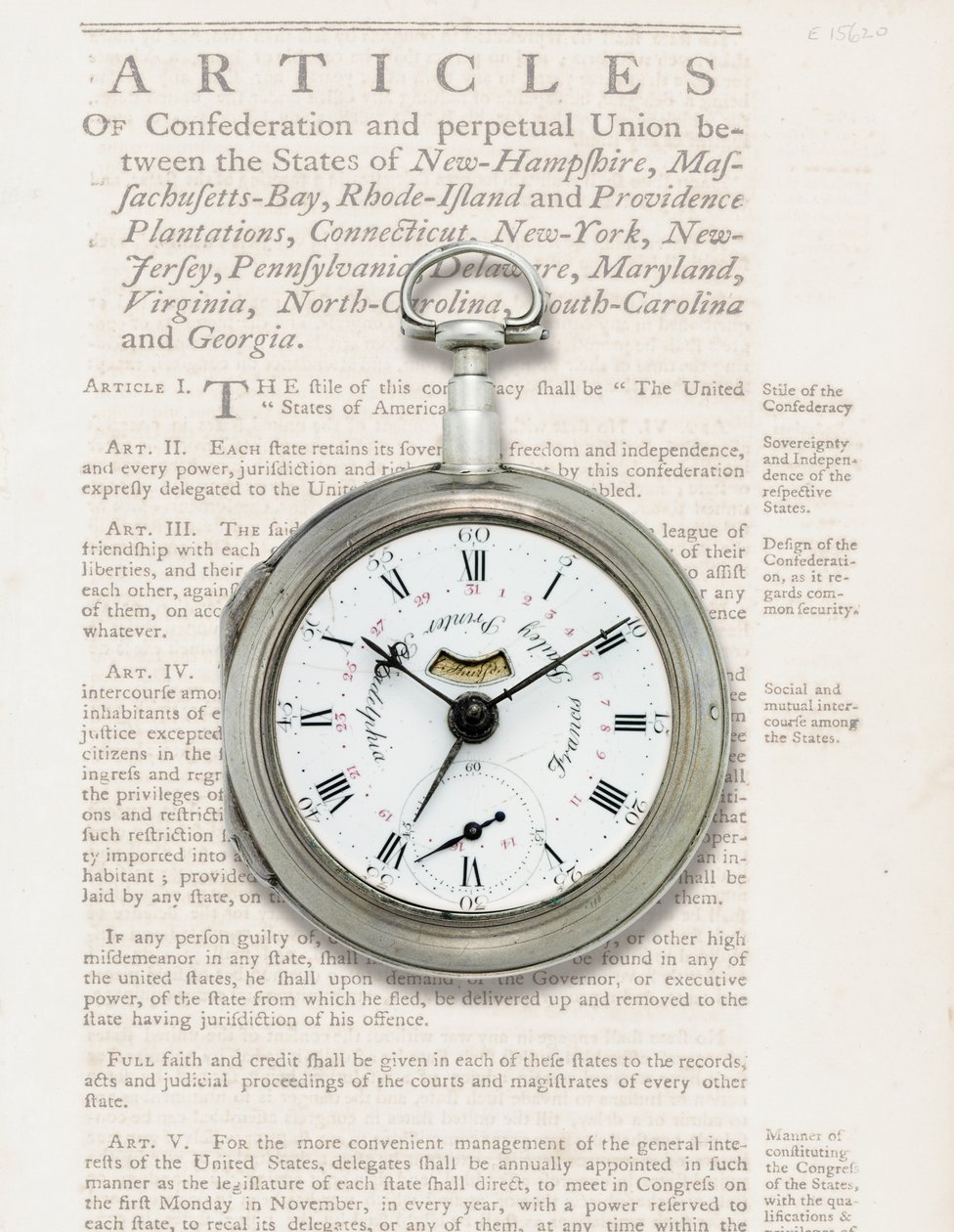 Naptáróra, 1780 körül (ezüst tok) alkotó: American School