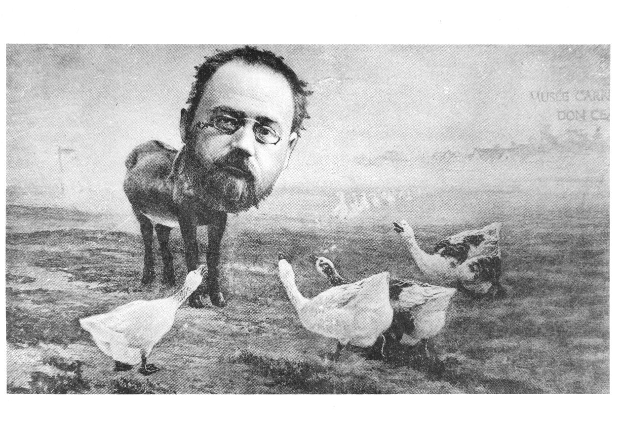 Emile Zola (1840-1902), a szamár és a libák karikatúrája; Az Életből, 1889. április 4 alkotó: American School