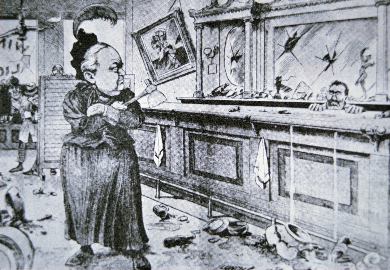 Carry Nation csatabárdjával, 1905 körül (litho) alkotó: American School