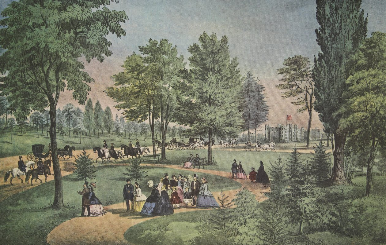 Central Park, The Drive, Currier & Ives, pub. 1862 alkotó: American School